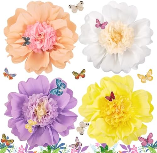 Pastel Paper Flower Butterfly Decorations 20'' Giant Crepe Flowers Large Tissue Paper Flowers Decorations 3D