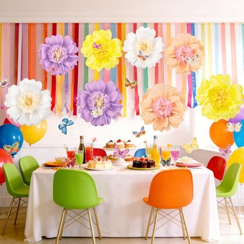 Pastel Paper Flower Butterfly Decorations 20'' Giant Crepe Flowers Large Tissue Paper Flowers Decorations 3D, alternate view