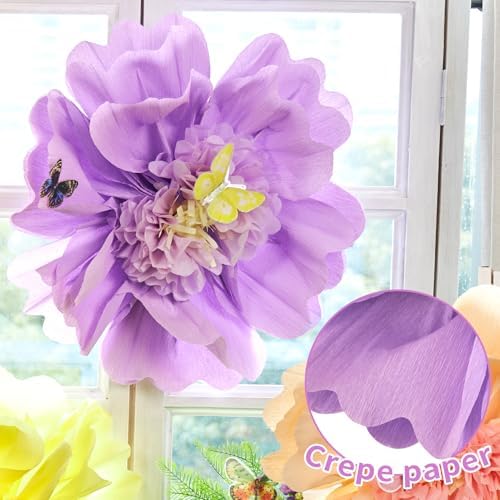 Pastel Paper Flower Butterfly Decorations 20'' Giant Crepe Flowers Large Tissue Paper Flowers Decorations 3D, alternate view
