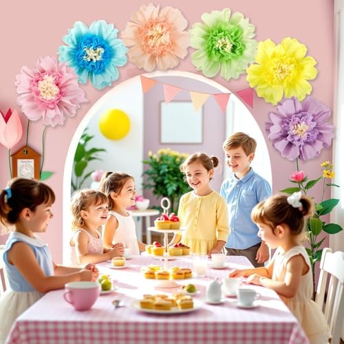 Pastel Paper Flowers 6Pcs Large Tissue Paper Flowers Decoration for Wall 12 Inch Giant Crepe Flowers for Spring, alternate