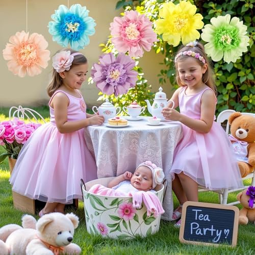 Pastel Paper Flowers 6Pcs Large Tissue Paper Flowers Decoration for Wall 12 Inch Giant Crepe Flowers for Spring, alternate