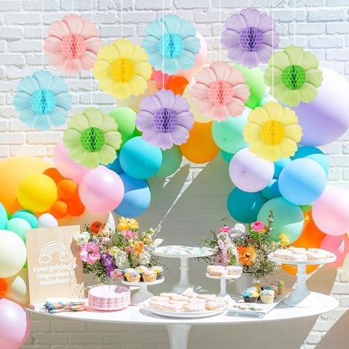Pastel Party Decorations Honeycomb Paper Flowers Decor, alternate view 6