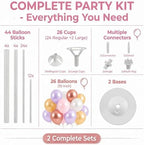 Pastel Pink Balloon Column Kit Set of 2 For Floor or Table in 2 Count (Pack of 1) in Champagne Pink Purple, alternate view 2