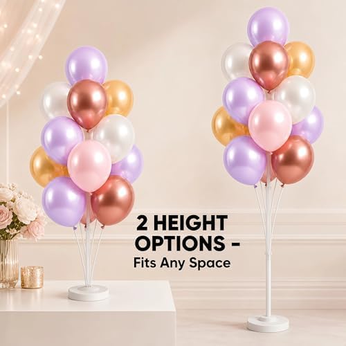 Pastel Pink Balloon Column Kit Set of 2 For Floor or Table in 2 Count (Pack of 1) in Champagne Pink Purple, alternate view 3