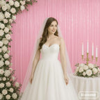 Pastel Pink Foil Fringe Backdrop Curtains, 3.3x8.2ft, 3 Pack in 3.3x8.2ft, alternate view 2