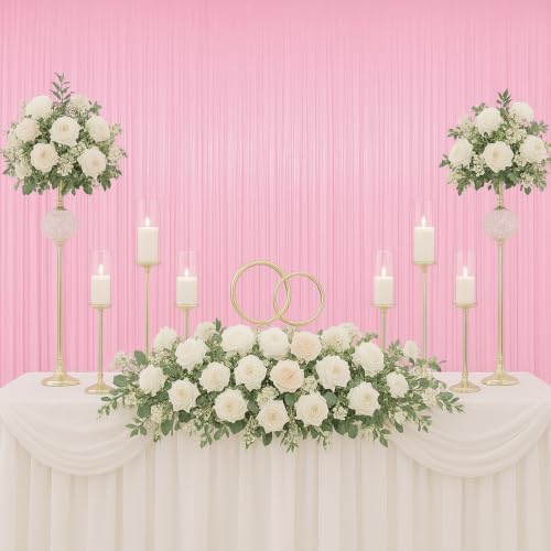 Pastel Pink Foil Fringe Backdrop Curtains, 3.3x8.2ft, 3 Pack in 3.3x8.2ft, alternate view 7