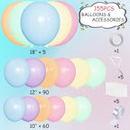 Pastel Rainbow Balloon Arch Garland Kit, 155Pcs Multicolor Macaron Balloons for Birthday Party Baby Shower, alternate view 3