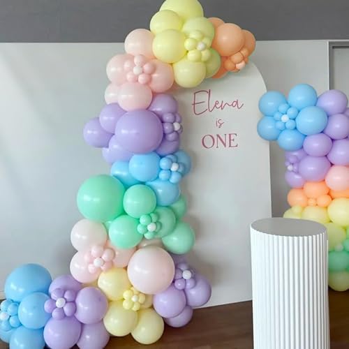 Pastel Rainbow Balloon Arch Garland Kit, 155Pcs Multicolor Macaron Balloons for Birthday Party Baby Shower, alternate view 5
