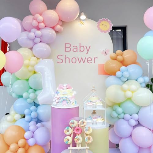 Pastel Rainbow Balloon Arch Garland Kit, 155Pcs Multicolor Macaron Balloons for Birthday Party Baby Shower, alternate view 6