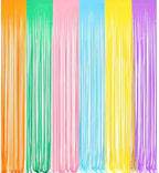 Pastel Tinsel Curtain Party Backdrop - Pastel Color Foil Fringe Curtain Photo Booth Streamers for Birthdays