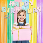 Pastel Tinsel Curtain Party Backdrop - Pastel Color Foil Fringe Curtain Photo Booth Streamers for Birthdays, alternate view 2