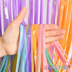 Pastel Tinsel Curtain Party Backdrop - Pastel Color Foil Fringe Curtain Photo Booth Streamers for Birthdays, alternate view 4