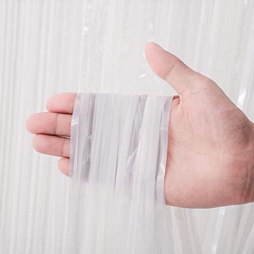 Pastel White Foil Fringe Backdrop Curtains, 3.3x8.2ft, 3 Pack in 39.6" × 98.4" in 17 White, alternate view 2