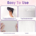 Pastel White Foil Fringe Backdrop Curtains, 3.3x8.2ft, 3 Pack in 39.6" × 98.4" in 17 White, alternate view 4