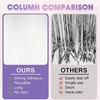 Pastel White Foil Fringe Backdrop Curtains, 3.3x8.2ft, 3 Pack in 39.6" × 98.4" in 17 White, alternate view 5
