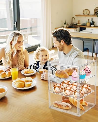 Pastry Display Case, Bread Box for Kitchen Countertop, 4-Layer Adjustable Bread Box, Large Capacity Bread, alternate view 2