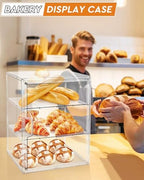 Pastry Display Case, Bread Box for Kitchen Countertop, 4-Layer Adjustable Bread Box, Large Capacity Bread, alternate view 4