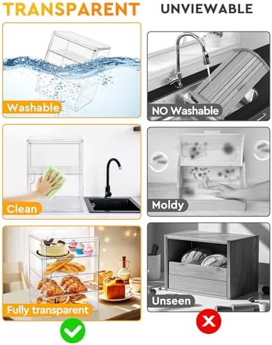 Pastry Display Case, Bread Box for Kitchen Countertop, 4-Layer Adjustable Bread Box, Large Capacity Bread, alternate view 5