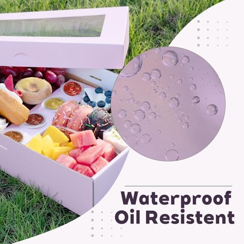 Pastry Serving Box Cardboard Heavy Duty 8PK, Assorted Food Platter Box w/Lid Indoor Outdoor for 5-8 People, alternate view 6