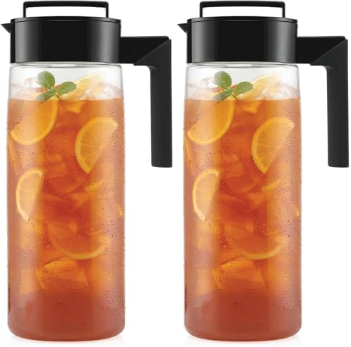 Patented and Airtight Pitcher Made in the USA, BPA Free, Black, 64 Ounces (Pack of 2) in Black