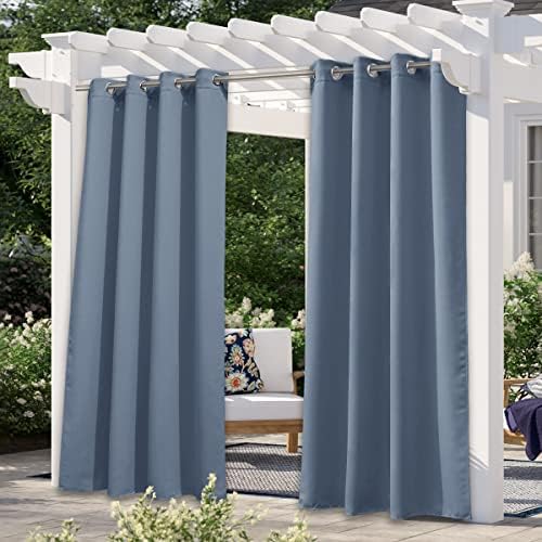 Patio Curtain for Outdoor Waterproof, Rustproof Ring Top Blackout Thermal Insulated Light/Heat/Sound Blocking