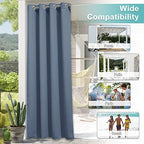 Patio Curtain for Outdoor Waterproof, Rustproof Ring Top Blackout Thermal Insulated Light/Heat/Sound Blocking, alternate view