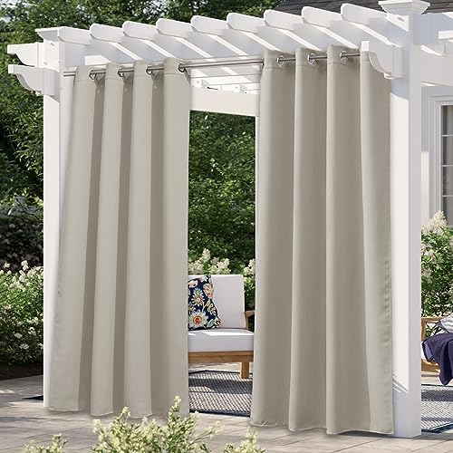 Patio Curtains for Outdoor Waterproof, Machine Washable Rustproof Grommet Thermal Insulated Room Darkening