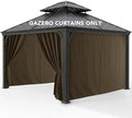 Patio Curtains Outdoor Waterproof with Zipper, 4-Panel, Brown in Brown