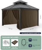 Patio Curtains Outdoor Waterproof with Zipper, 4-Panel, Brown in Brown, alternate view 3