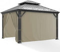 Patio Curtains Outdoor Waterproof with Zipper, 4-Panel, Taupe