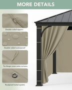 Patio Curtains Outdoor Waterproof with Zipper, 4-Panel, Taupe, alternate view 4