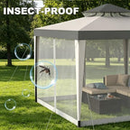 Patio Gazebo 10'x10', Outdoor Party Tent with Mosquito Nettings(Grey) in Grey, alternate view 4