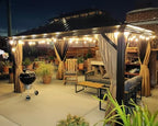 Patio Hardtop Gazebo 10' x 14' Bronze 4.7" Wide Frame Khaki LED