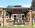Patio Hardtop Gazebo 12' x 14' Bronze 4.7" Wide Frame Khaki LED
