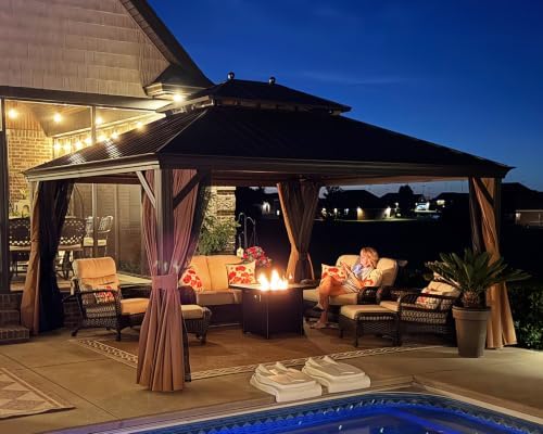 Patio Hardtop Gazebo 13' x 15' Aluminum 4.7" Wide Frame LED