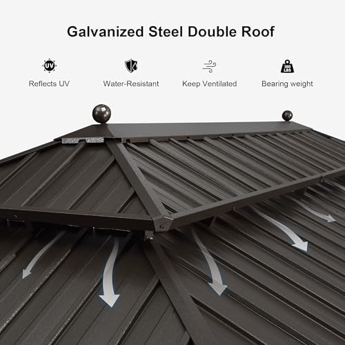 Patio Hardtop Gazebo 13' x 15' Aluminum 4.7" Wide Frame LED, alternate view 6