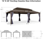 Patio Hardtop Gazebo 14' x 24' Wide Aluminum Frame Navy Blue, alternate view 2