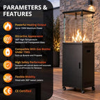 Patio Heater, 41,000 BTU Outdoor Propane Heater with Wheels & Cover, alternate view 4