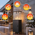 Patio Heater, 41,000 BTU Outdoor Propane Heater with Wheels & Cover, alternate view 6