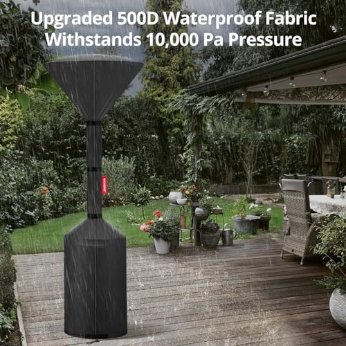 Patio Heater Cover, Waterproof Tear-Resistant 2p-89"x 33"x19", Black in Black, alternate view 4