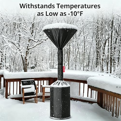 Patio Heater Cover, Waterproof Tear-Resistant 2p-89"x 33"x19", Black in Black, alternate view 5