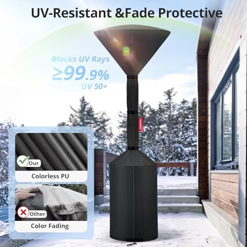 Patio Heater Cover, Waterproof Tear-Resistant 2p-89"x 33"x19", Black in Black, alternate view 6