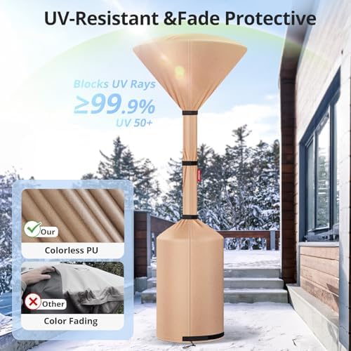 Patio Heater Cover, Waterproof Tear-Resistant 2p-89"x 33"x19", Camel, alternate view 6