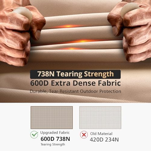 Patio Heater Cover, Waterproof Tear-Resistant 89"x 33"x19", Camel, alternate view 3