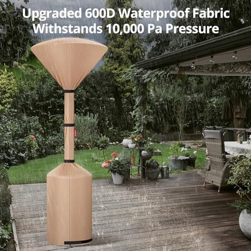 Patio Heater Cover, Waterproof Tear-Resistant 89"x 33"x19", Camel, alternate view 5