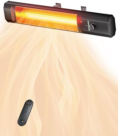 Patio Heater for Outdoor Use, 34" Electric Overhead Heaters, 1500W, Wall Mount Infrared Heater, 9 Levels Heating