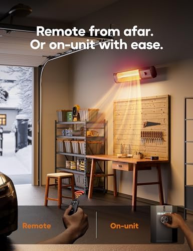 Patio Heater for Outdoor Use, 34" Electric Overhead Heaters, 1500W, Wall Mount Infrared Heater, 9 Levels Heating, alternate