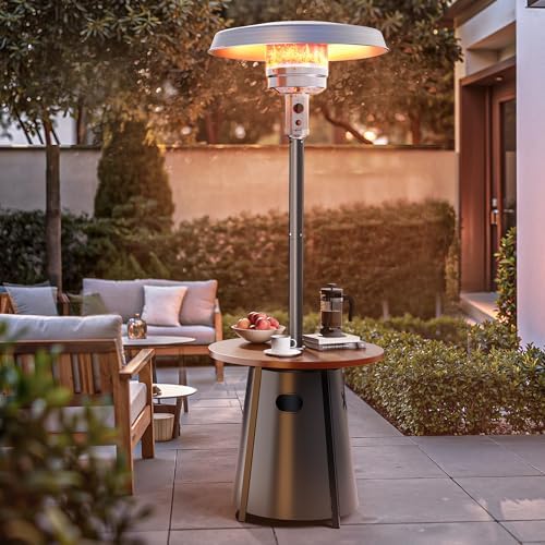 Patio heater, Propane Outdoor Heater with Round Table, Premium 304 Stainless Steel Burner, Triple Protection