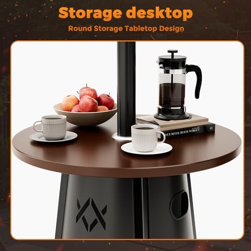 Patio heater, Propane Outdoor Heater with Round Table, Premium 304 Stainless Steel Burner, Triple Protection, alternate view