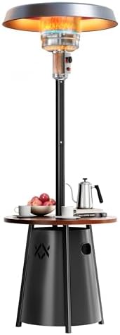 Patio heater, Propane Outdoor Heater with Round Table, Premium 304 Stainless Steel Burner, Triple Protection, alternate view